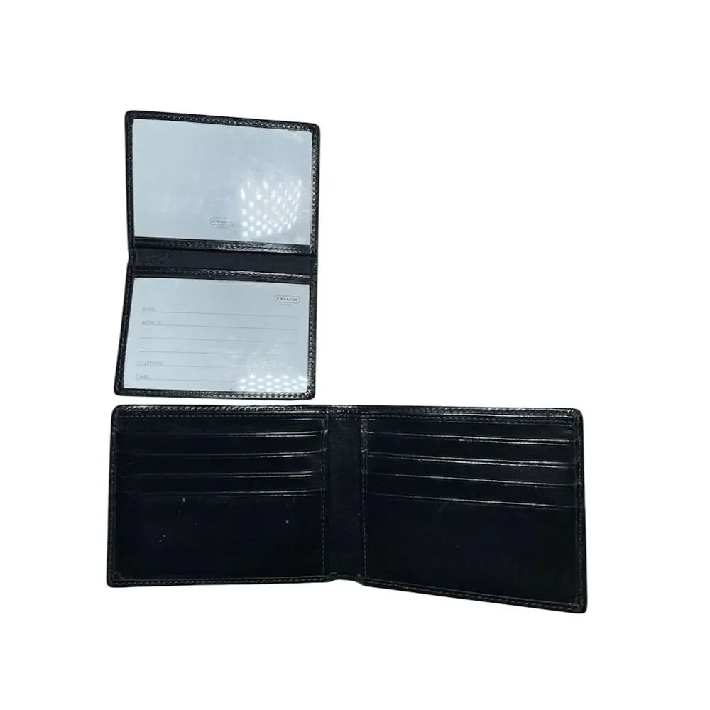 Coach Men's Black Slim Fold Wallet with Logo Accents in One Size